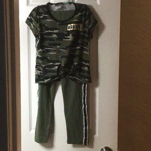 Camouflage  2 piece pants set for girls